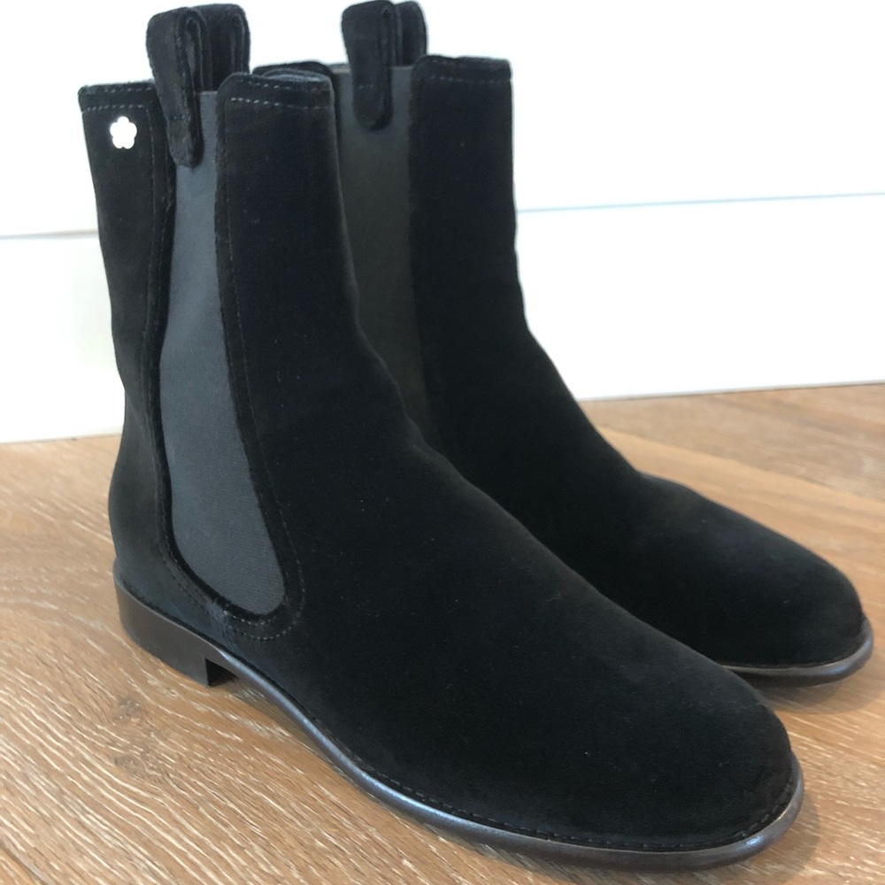 CHANEL Authentic Black Velvet Short Boots SIZE 40